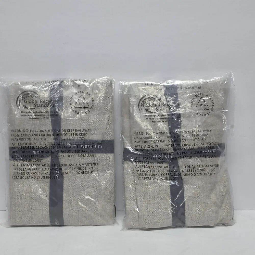 New West Elm Belgian Flax Linen Light Gray KING Sham Pillowcase Set Of 2